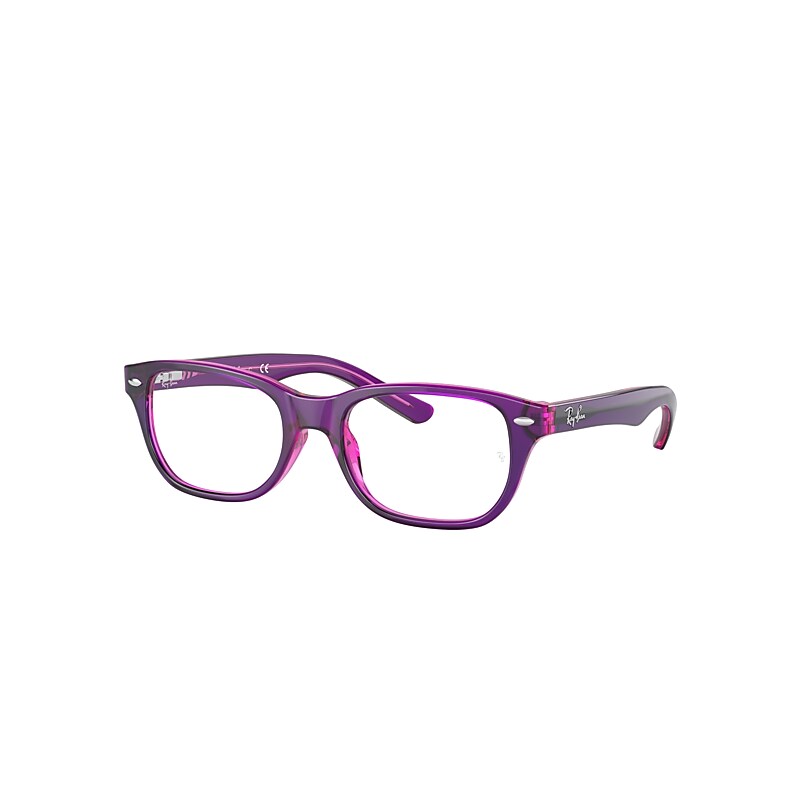 Ray-Ban Rb1555 Optics Kids Eyeglasses Violet On Fuxia Fluo Frame Clear Lenses Polarized 48-16