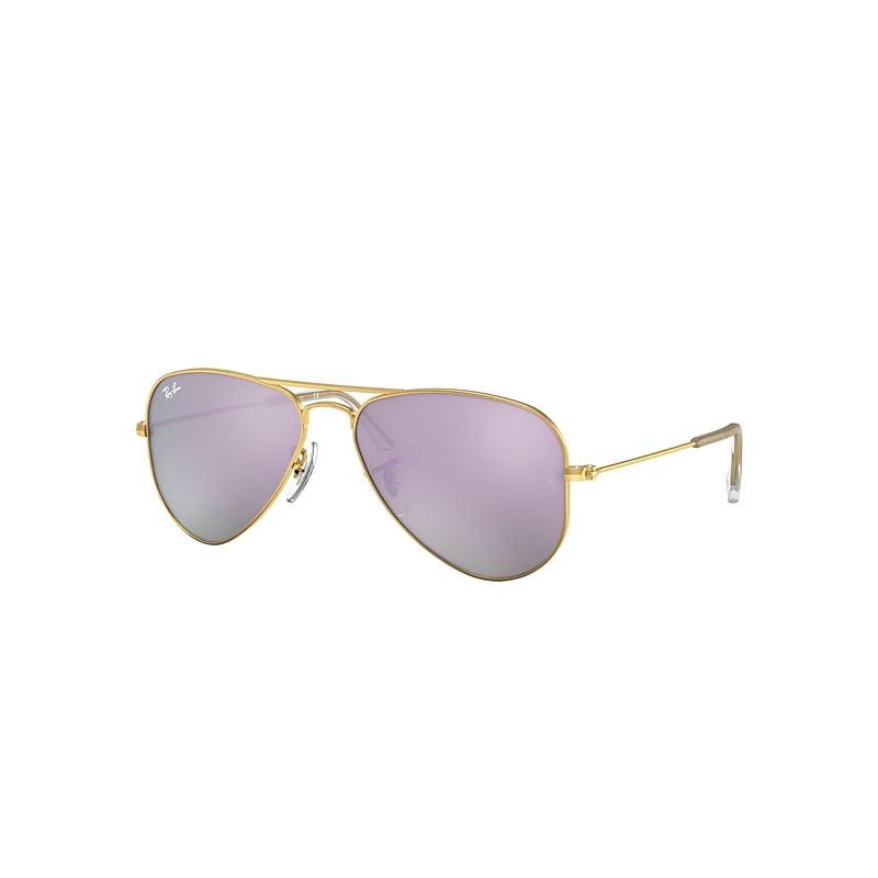Ray-Ban Aviator Kids Sunglasses Gold Frame Violet Lenses 50-13