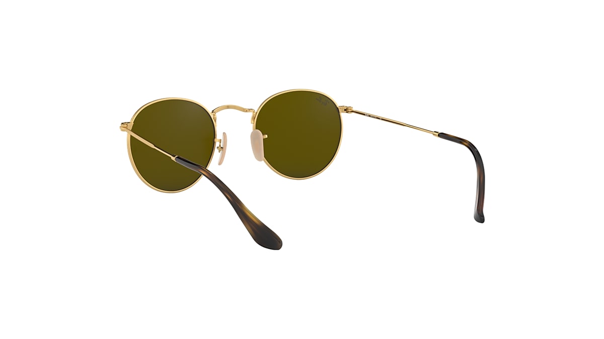 Kleren Afleiding koud Round Flat Lenses Sunglasses in Gold and Light Blue | Ray-Ban®