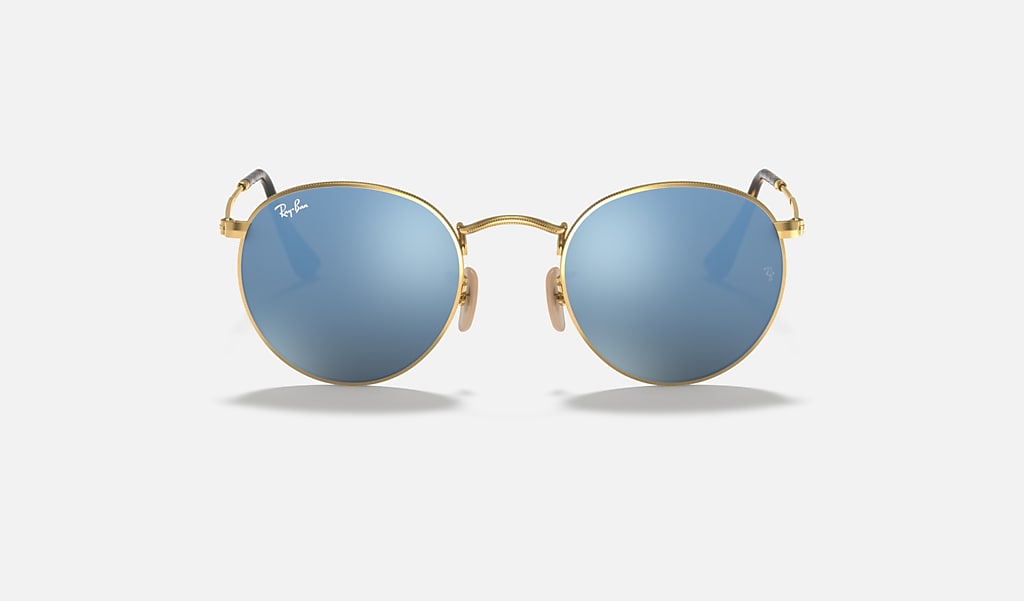 maandag Beleefd Ieder Round Flat Lenses Sunglasses in Gold and Light Blue | Ray-Ban®
