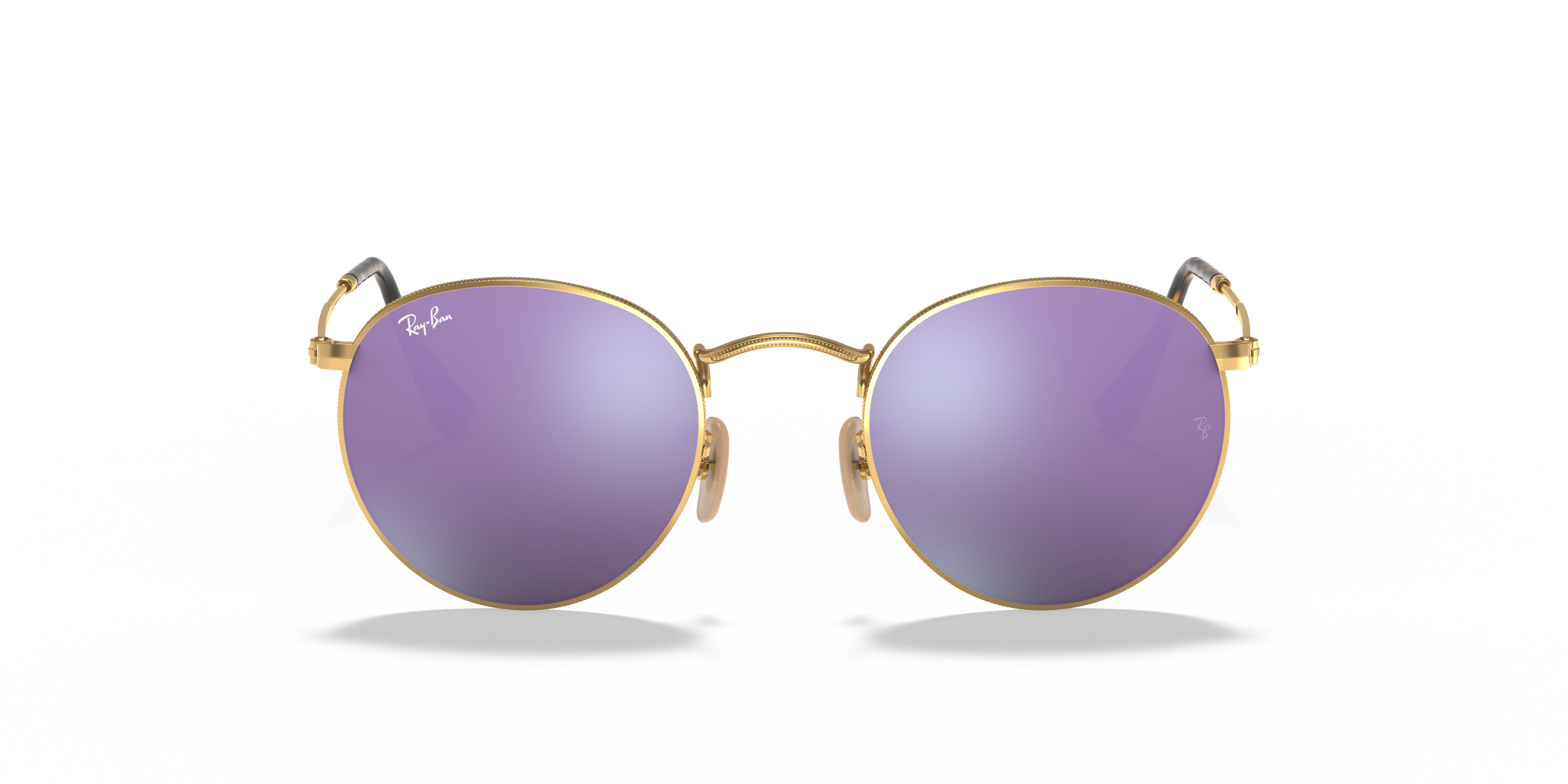 ray ban round purple mirror