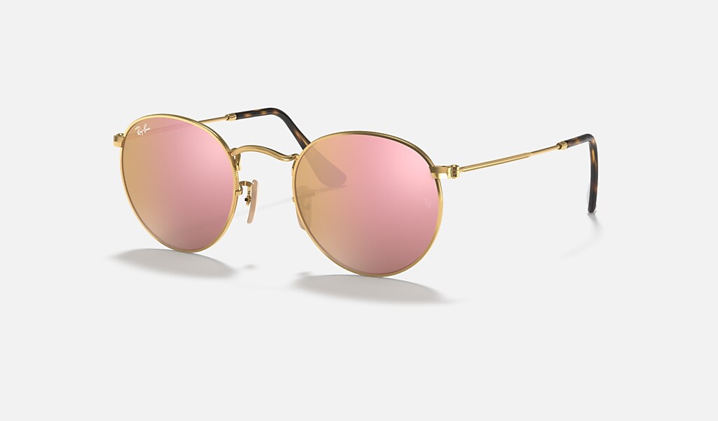 Round Flat Lenses Sunglasses in Gold and Copper | Ray-Ban®