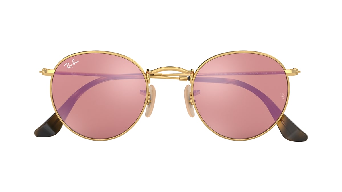 Round Flat Lenses Sunglasses in Gold and Copper | Ray-Ban®