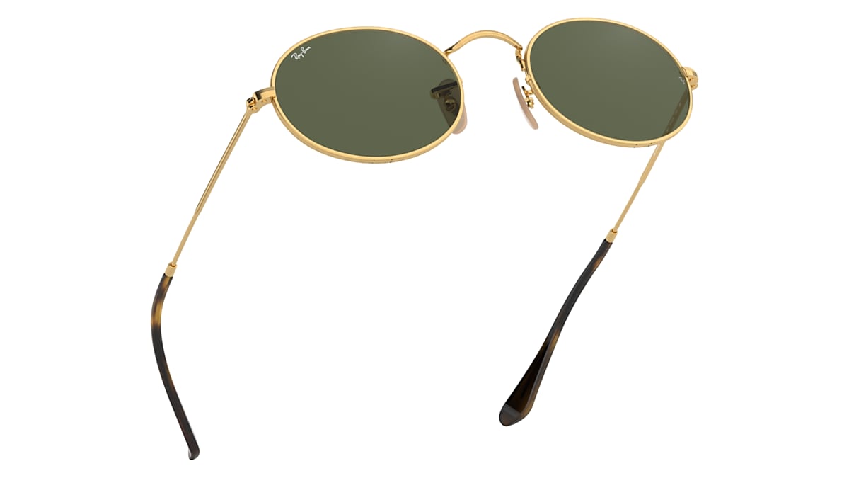 OVAL FLAT LENSES Sunglasses in Arista Gold and G-15 Green