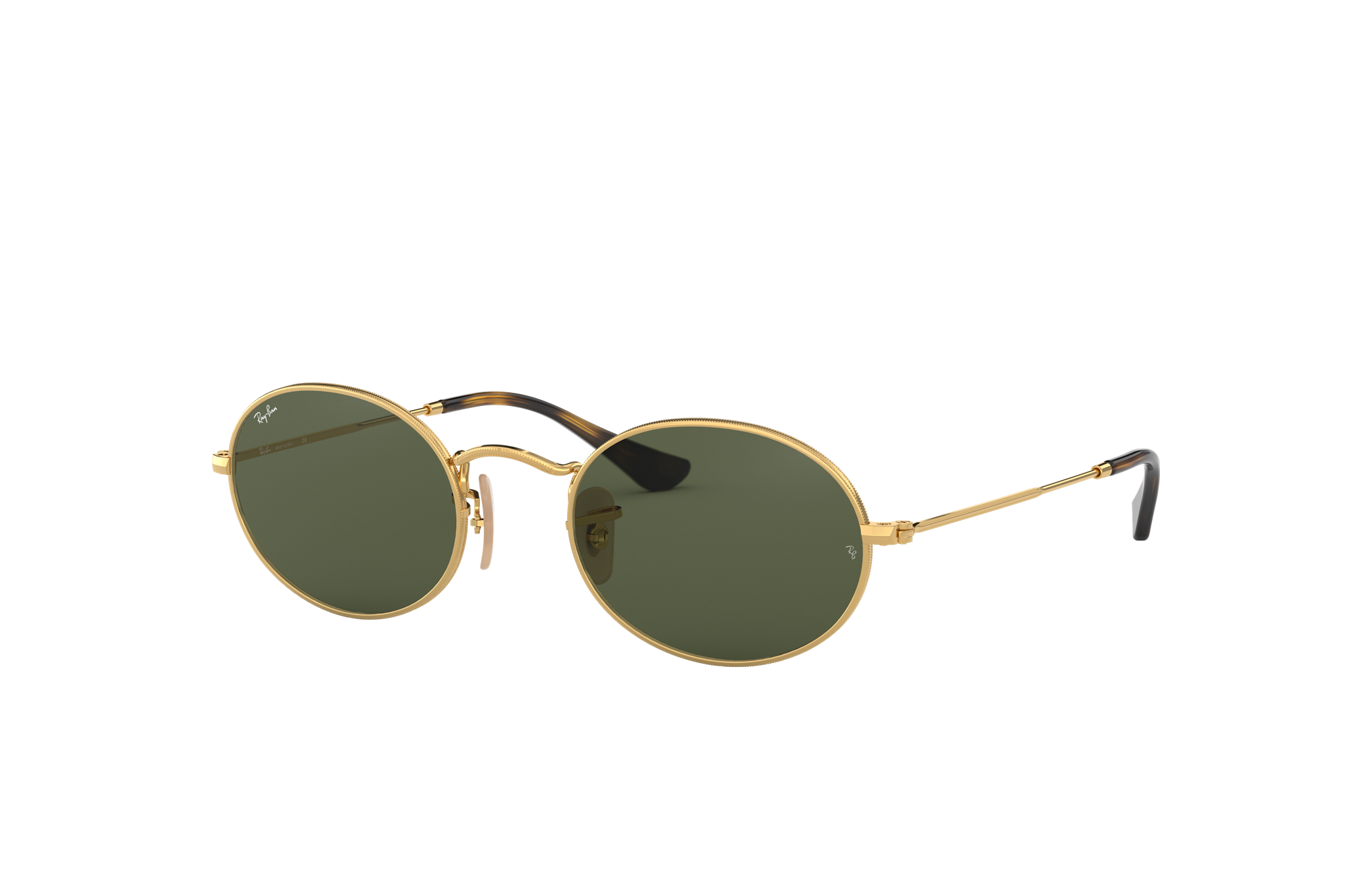 Oval Flat Lenses Sonnenbrillen in Gold und Grün | Ray-Ban®