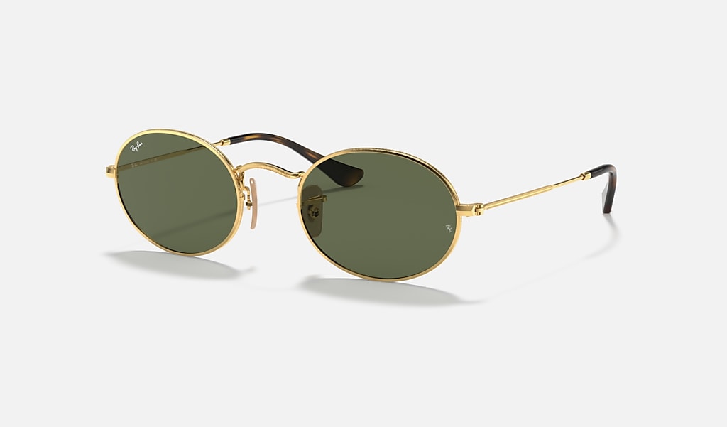 Door over het algemeen Tenslotte Oval Flat Lenses Sunglasses in Gold and Green | Ray-Ban®