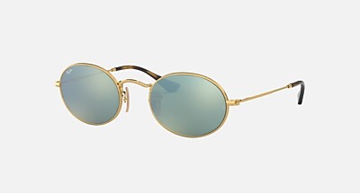 OVAL FLAT LENSES Sunglasses in Gold and Lilac Mirror - RB3547N