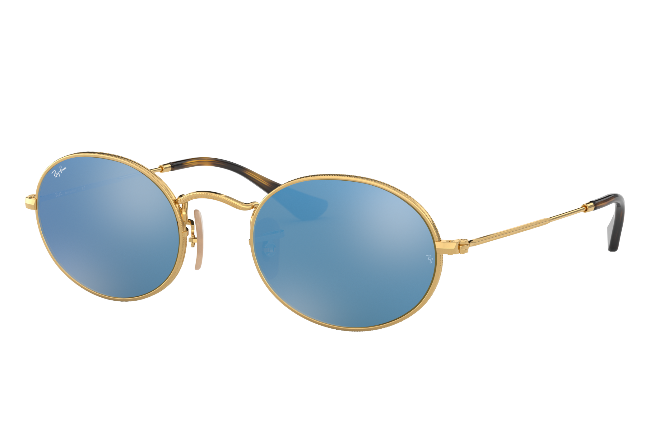 ontsnappen iets Scharnier Oval Flat Lenses Sunglasses in Gold and Light Blue | Ray-Ban®