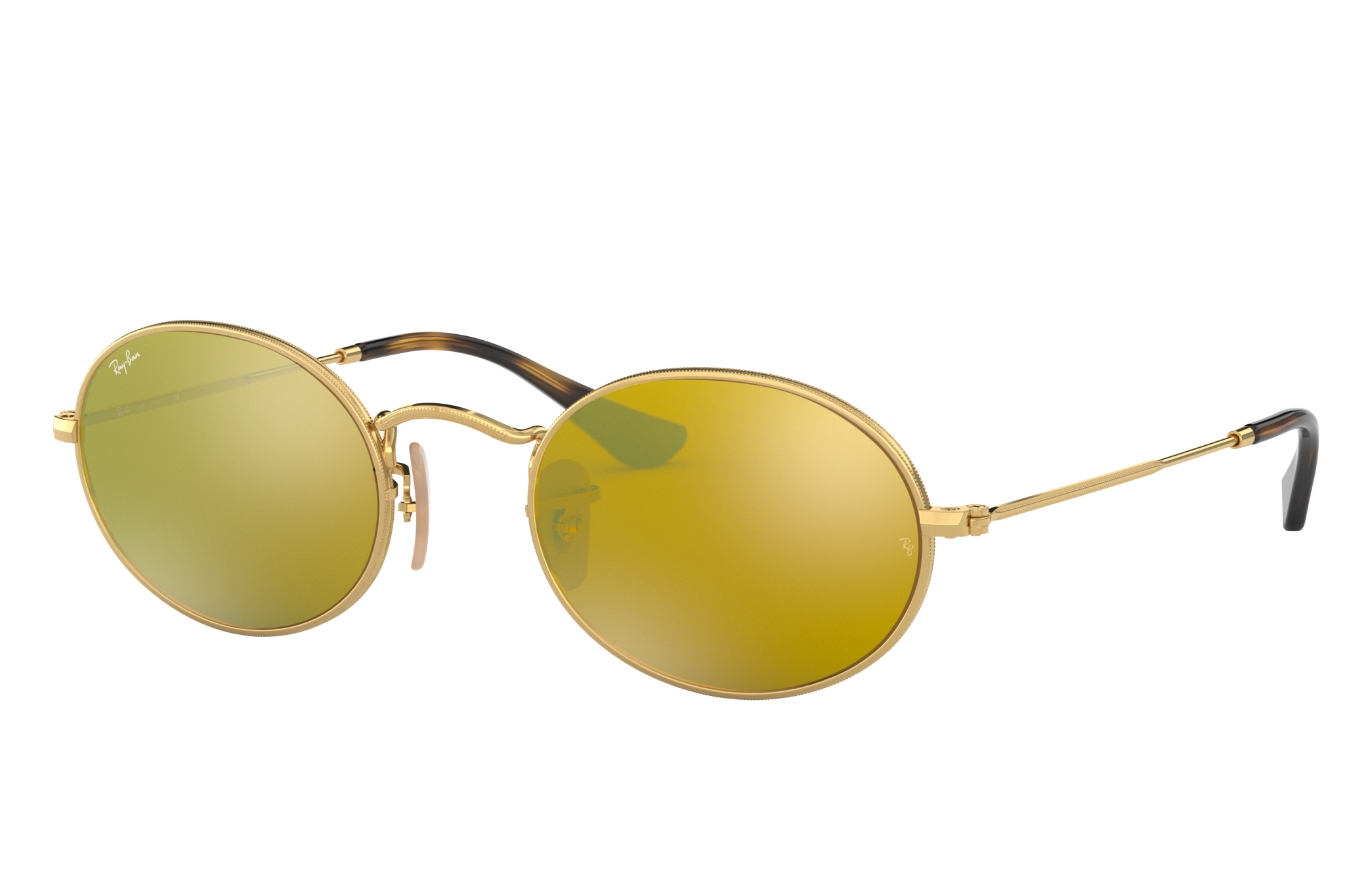 Oval Flat Lenses Sunglasses in Gold and Yellow | Ray-Ban®