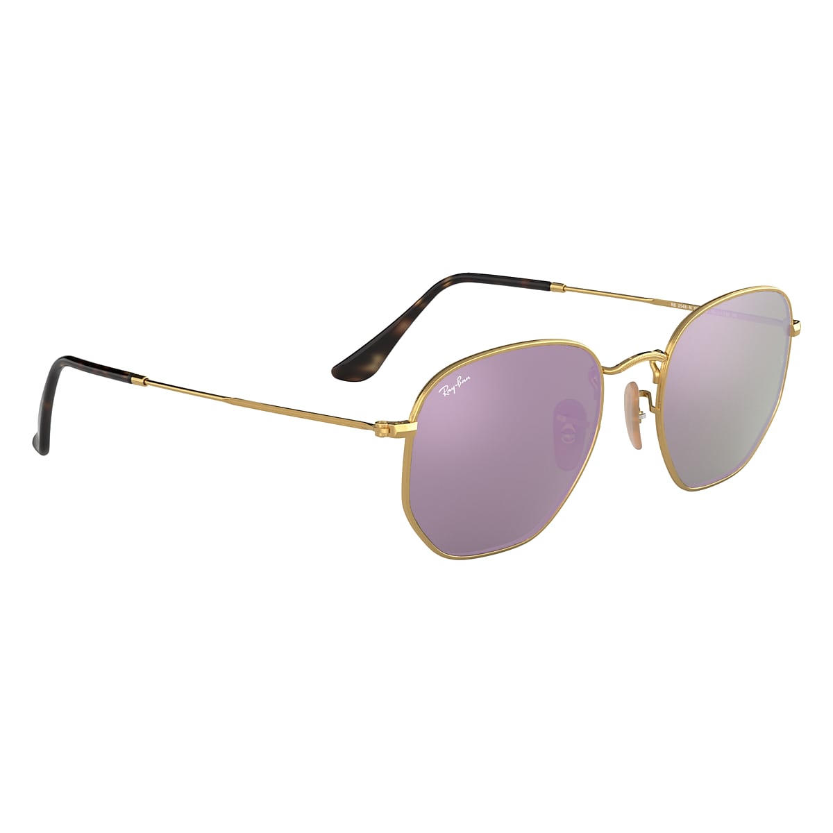Hexagonal Flat Lenses Sunglasses in Gold and Lilac | Ray-Ban®