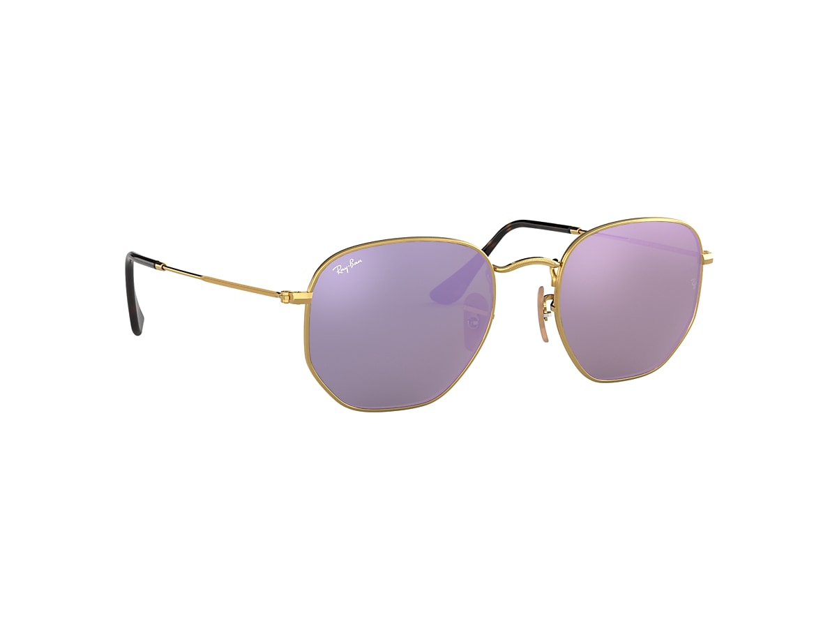 Anders volwassene maag Hexagonal Flat Lenses Sunglasses in Gold and Lilac | Ray-Ban®