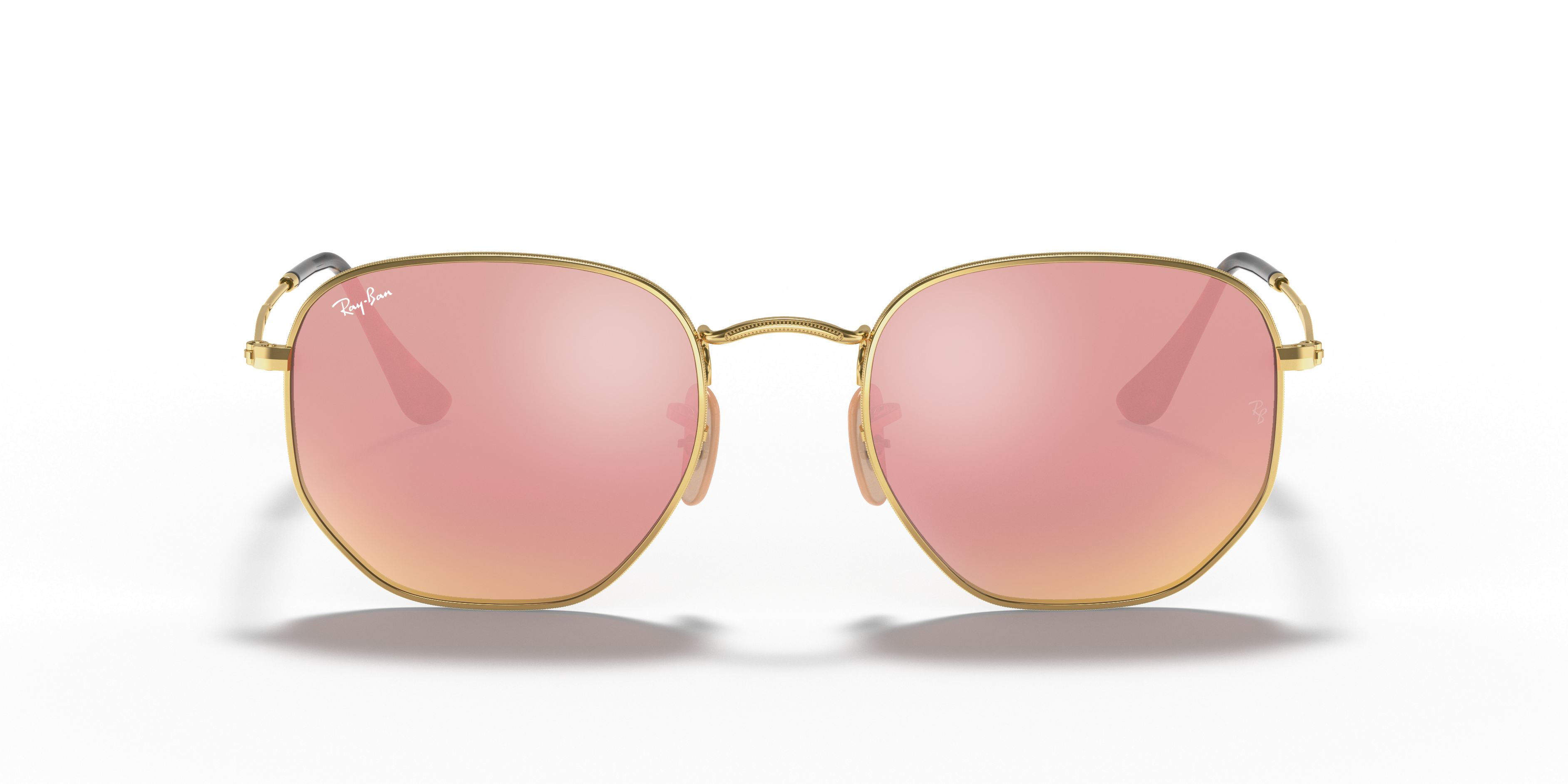 ray ban rose gold hexagonal