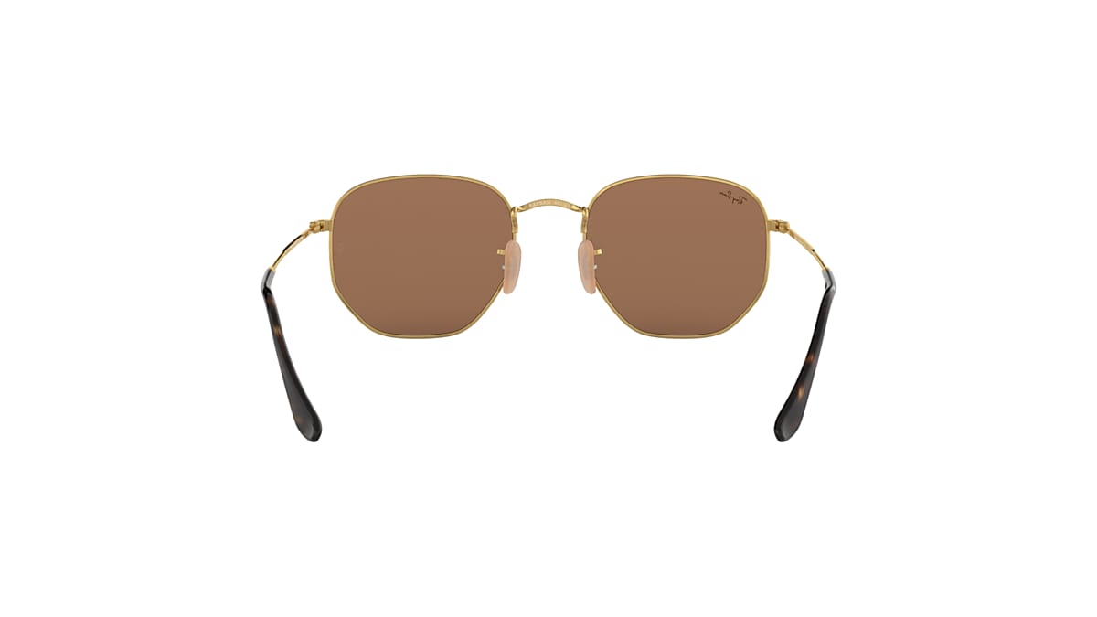HEXAGONAL FLAT LENSES Sunglasses in Arista Gold and Bronze HEXAGONAL FLAT LENSES Sunglasses in Arista Gold and Bronze