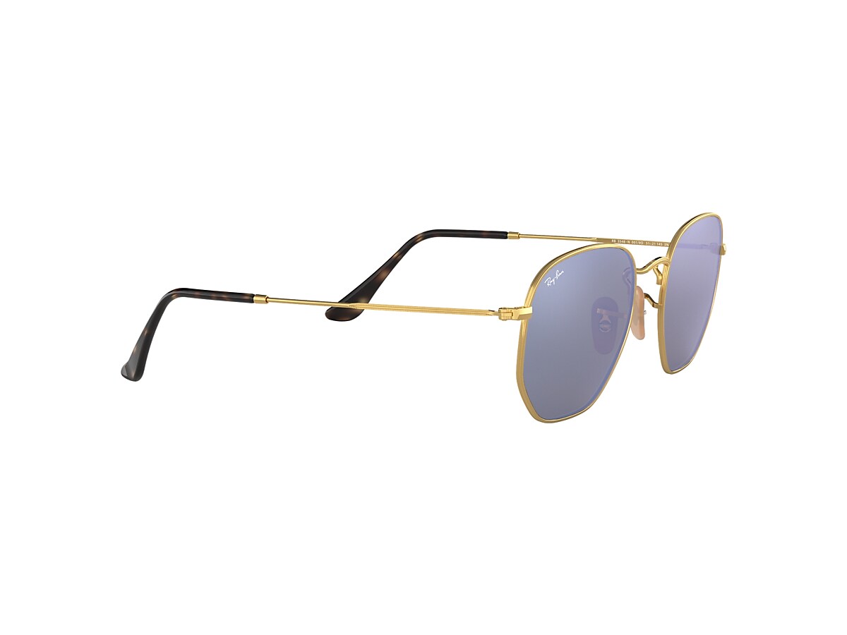HEXAGONAL FLAT LENSES Sunglasses in Gold and Light Blue - RB3548N 