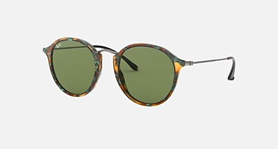 ROUND FLECK Sunglasses in Black and G-15 Green - RB2447F