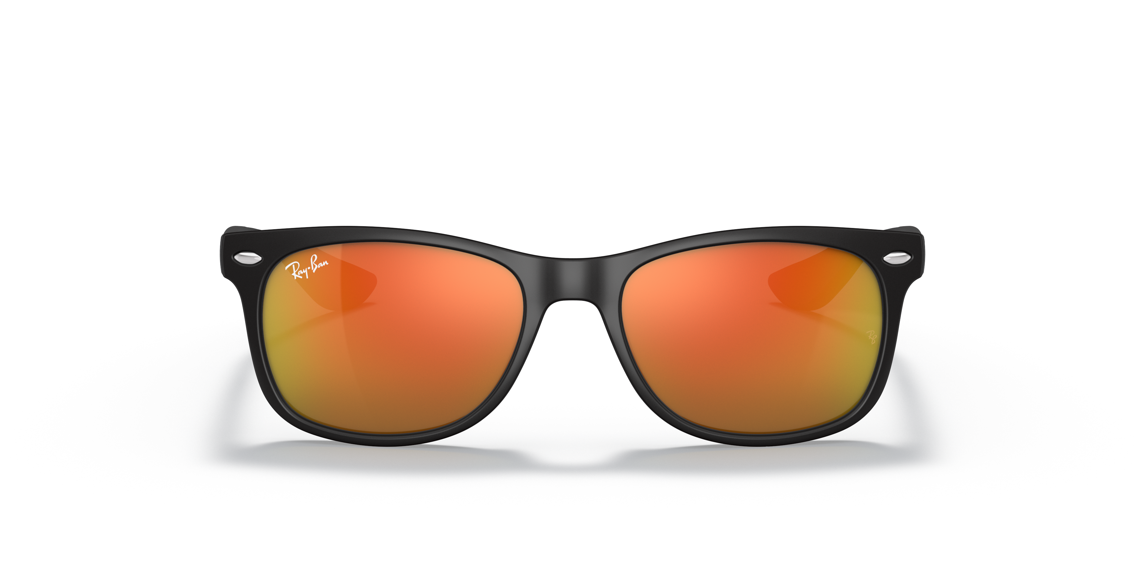 black ray bans with orange lenses