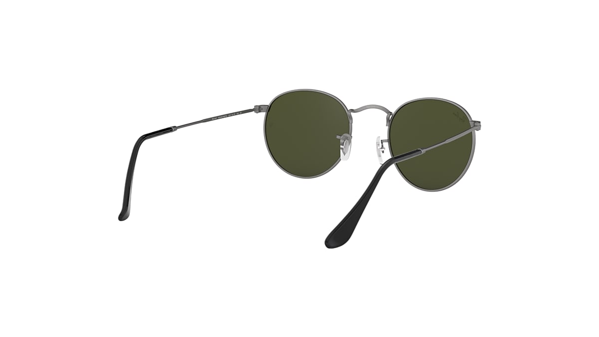 Ray-Ban Round Metal Sunglasses Gunmetal Frame Green Lenses 53-21