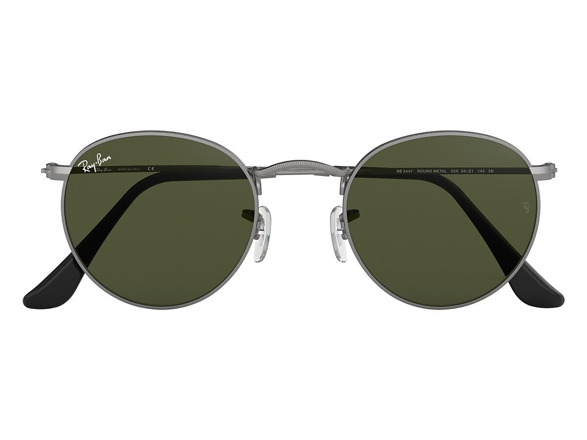ressource virkningsfuldhed pin ROUND METAL Sunglasses in Gunmetal and Green - RB3447 | Ray-Ban® US