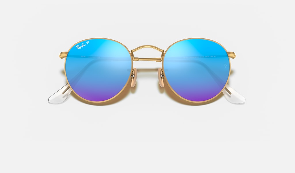 Round Flash Lenses Sunglasses in Gold and Blue Ray-Ban®