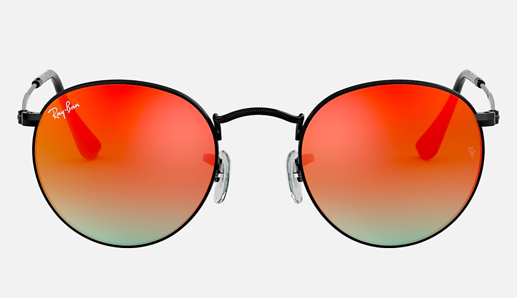 Round Flash Lenses Gradient Sunglasses in Black and Orange | Ray-Ban®