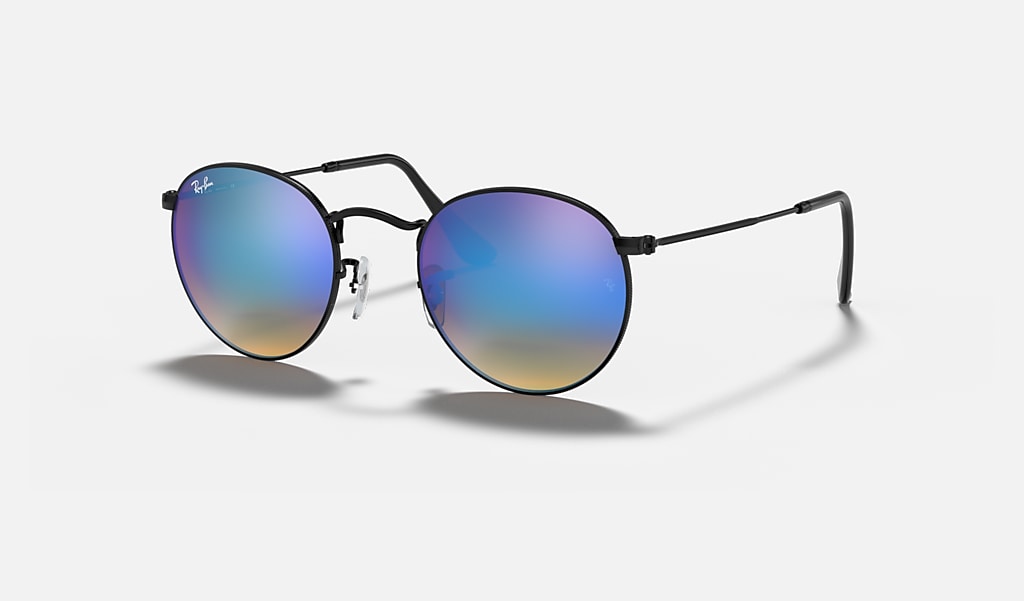Round Flash Lenses Gradient Sunglasses in Black and Blue | Ray-Ban®