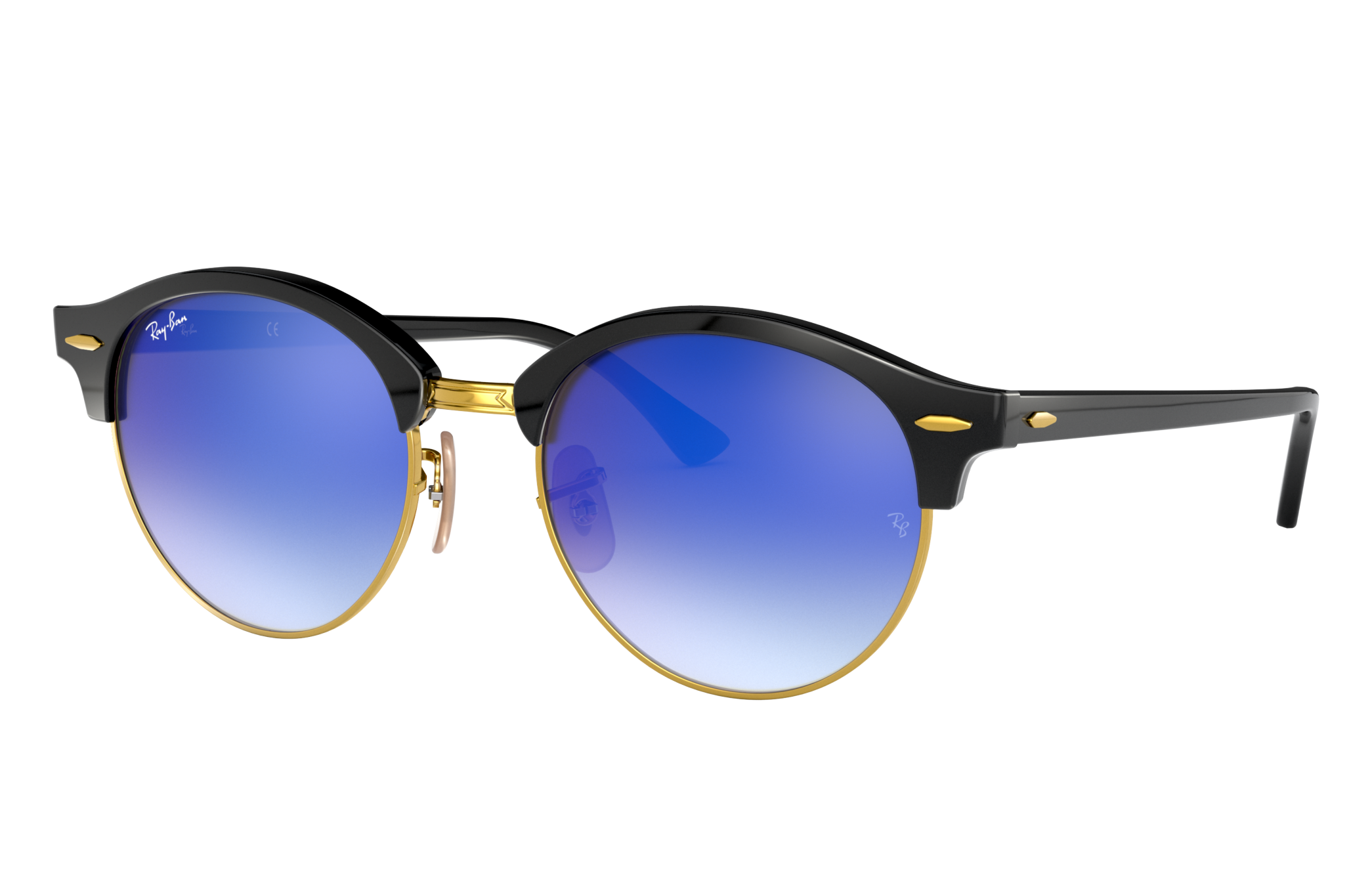 ray ban black frame blue lens