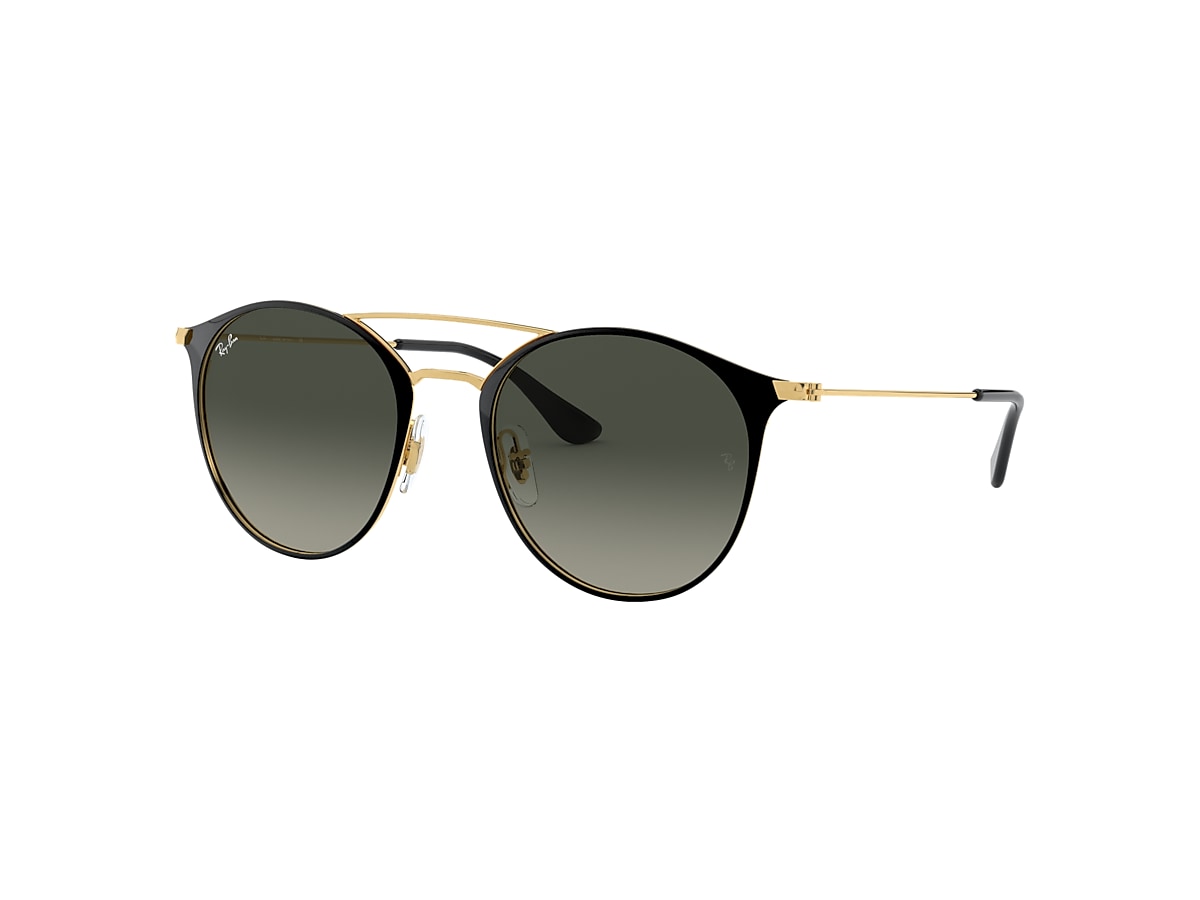 Ray-Ban Rb3546 Sunglasses Black On Gold Frame Grey Lenses 49-20