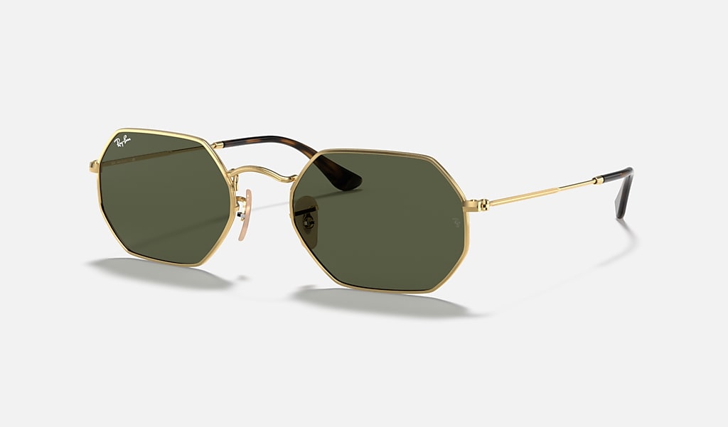 Octagonal Classic Sunglasses in Gold and Green Ray-Ban®