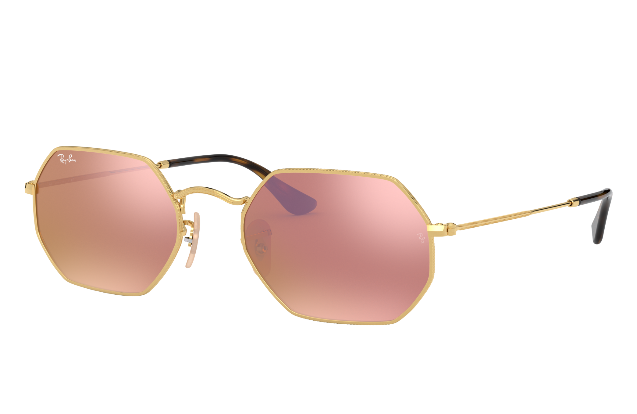 Octagonal Flash Lenses Sunglasses in Gold and Copper | Ray-Ban®