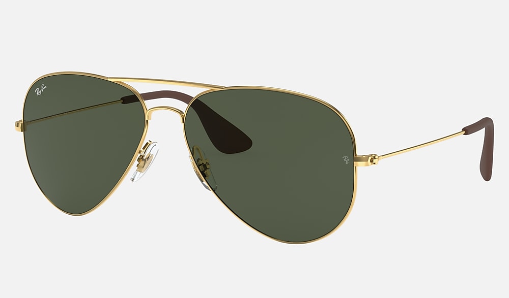 レイバン サングラス Ray-Ban RB3558 001/71 58 RB3558 Sunglasses in Arista Gold and Dark Green - RB3558