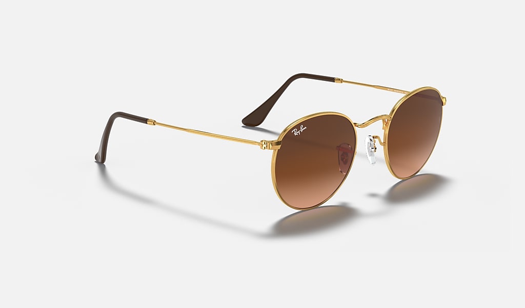 Round Metal Sunglasses in Light Bronze and Pink/Brown | Ray-Ban®