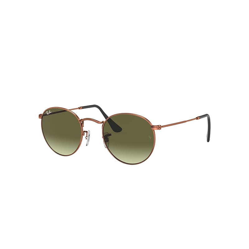 Ray-Ban Round Metal Sunglasses Bronze-copper Frame Green Lenses 47-21
