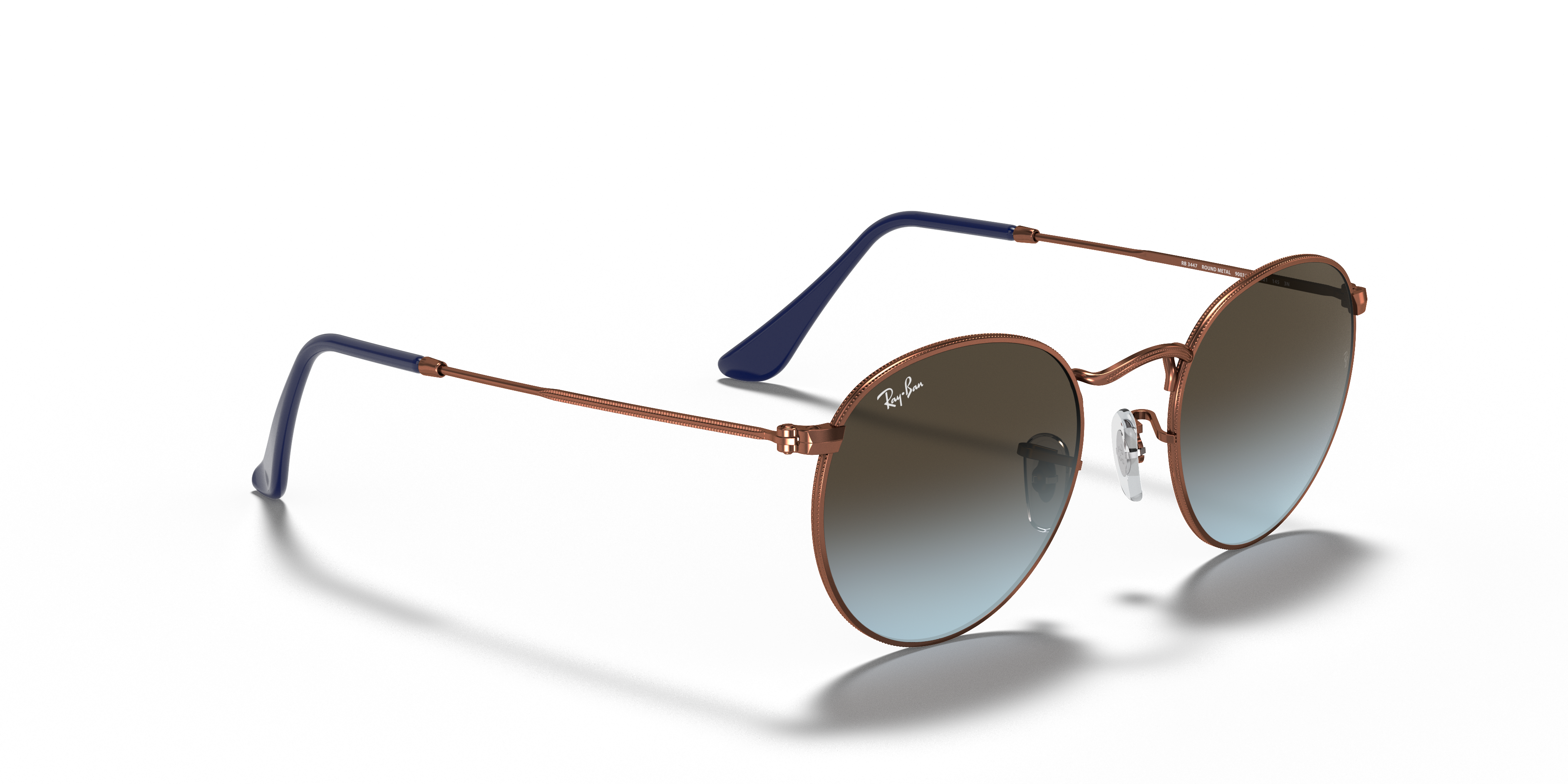 blue and brown ray ban glasses