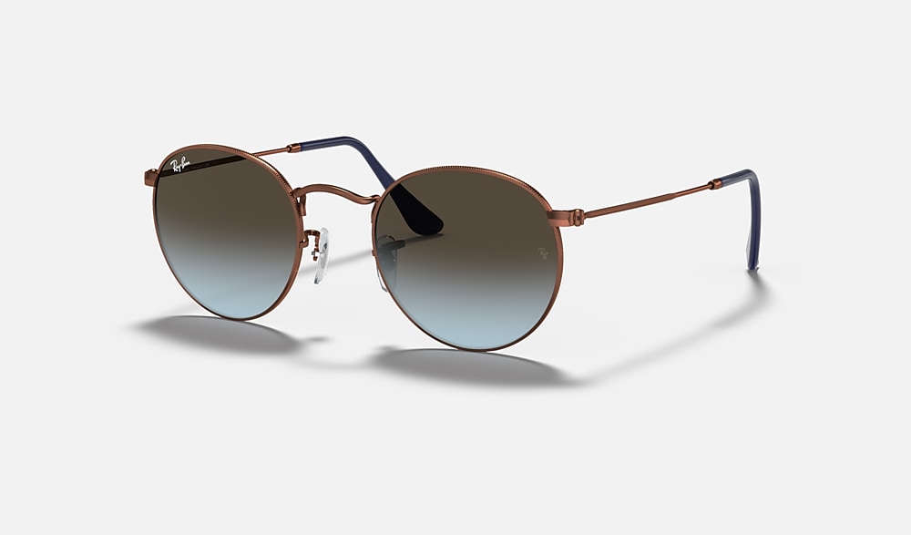 Round Metal Sunglasses in Bronze-Copper and Blue/Brown | Ray-Ban®