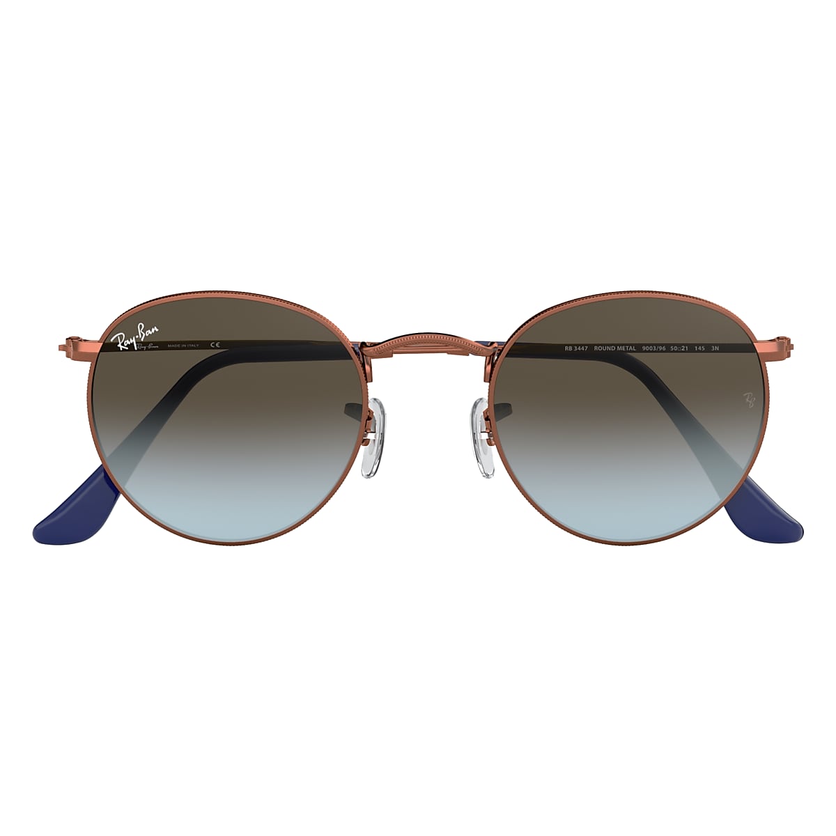 Round Metal Sunglasses Bronze-Copper and Blue/Brown |