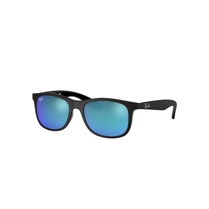 Ray-Ban Junior Rb9062s Kids Sunglasses Matte Black On Black Frame Blue Lenses 48-16