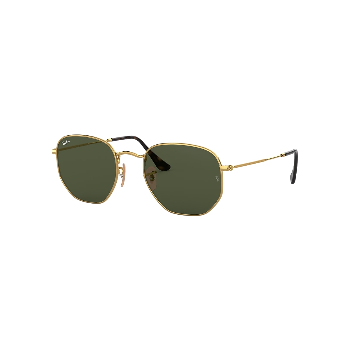 Hexagonal Flat Lenses Sunglasses in Gold and Green | Ray-Ban®