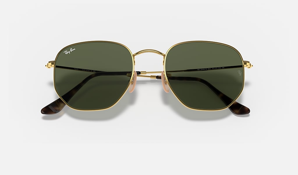 Hexagonal Flat Sunglasses in Gold Green | Ray-Ban®