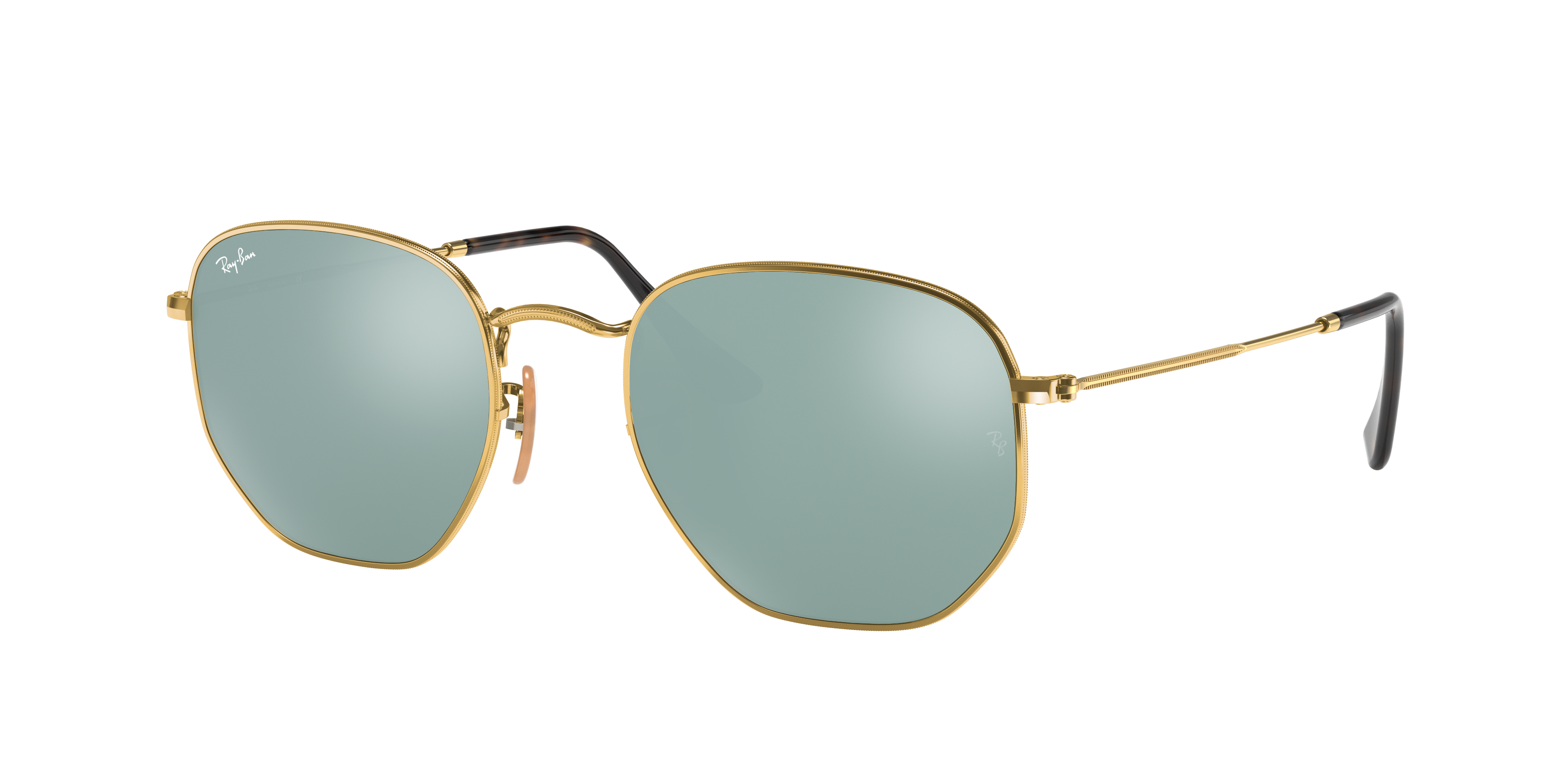 Hexagonal Flat Lenses Sunglasses in Gold and Silver | Ray-Ban®