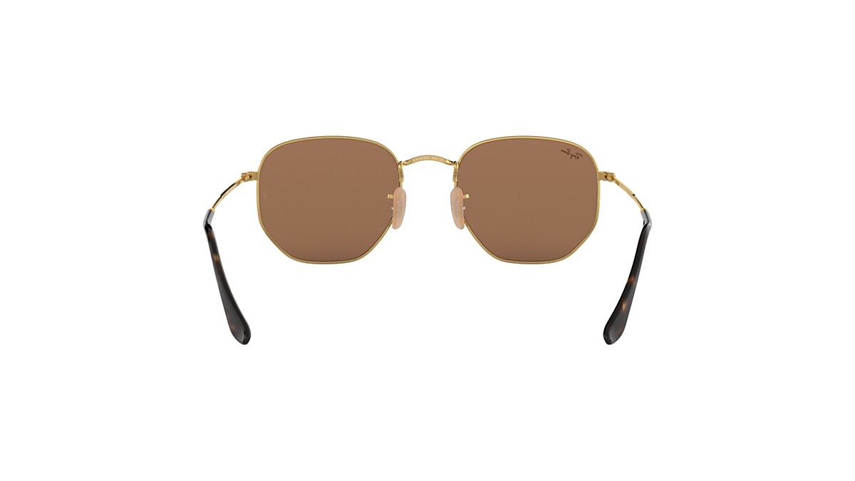 HEXAGONAL FLAT LENSES Sunglasses in Arista Gold and Bronze HEXAGONAL FLAT LENSES Sunglasses in Arista Gold and Bronze