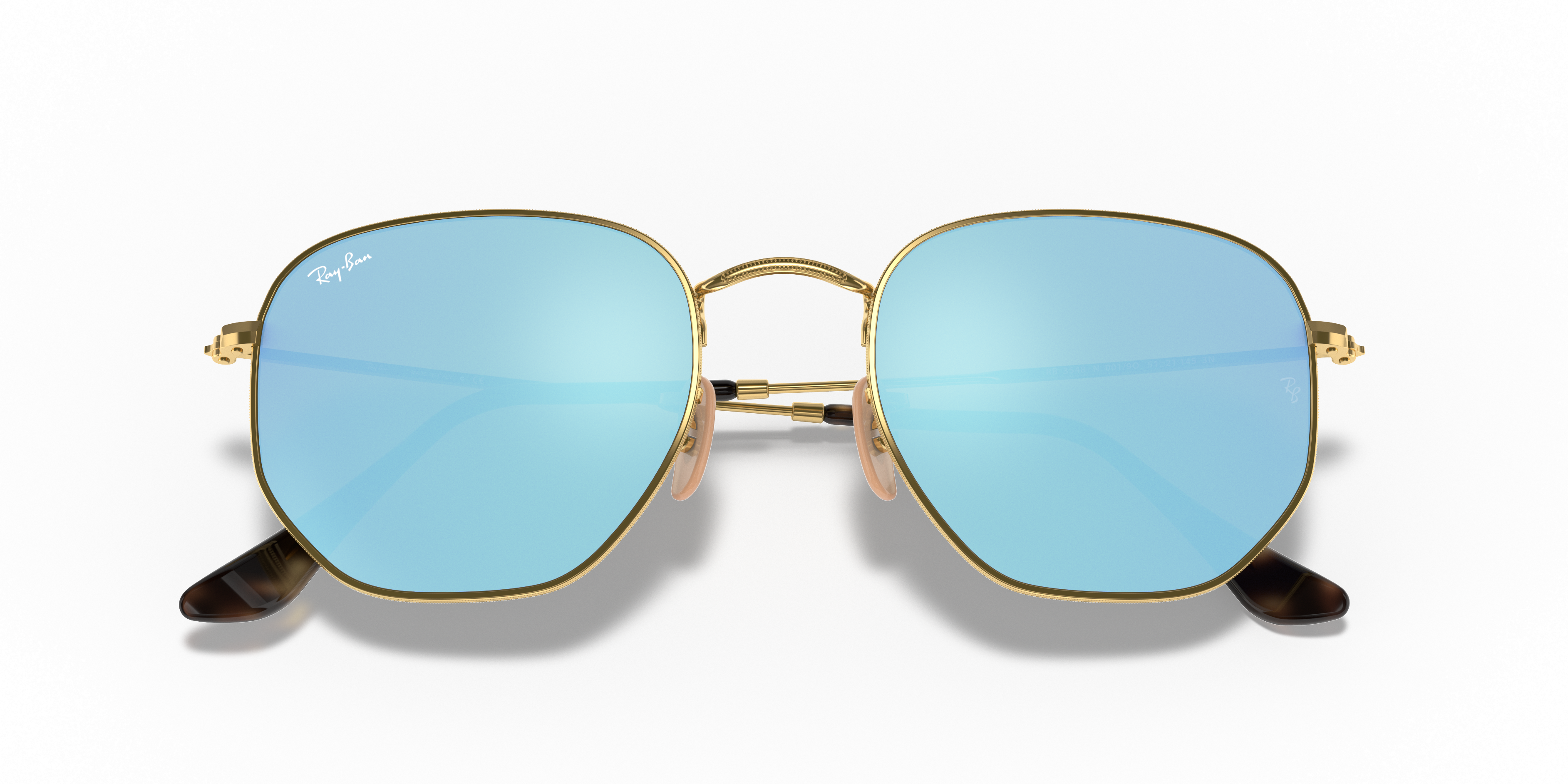 ray ban hexagonal gold blue solid