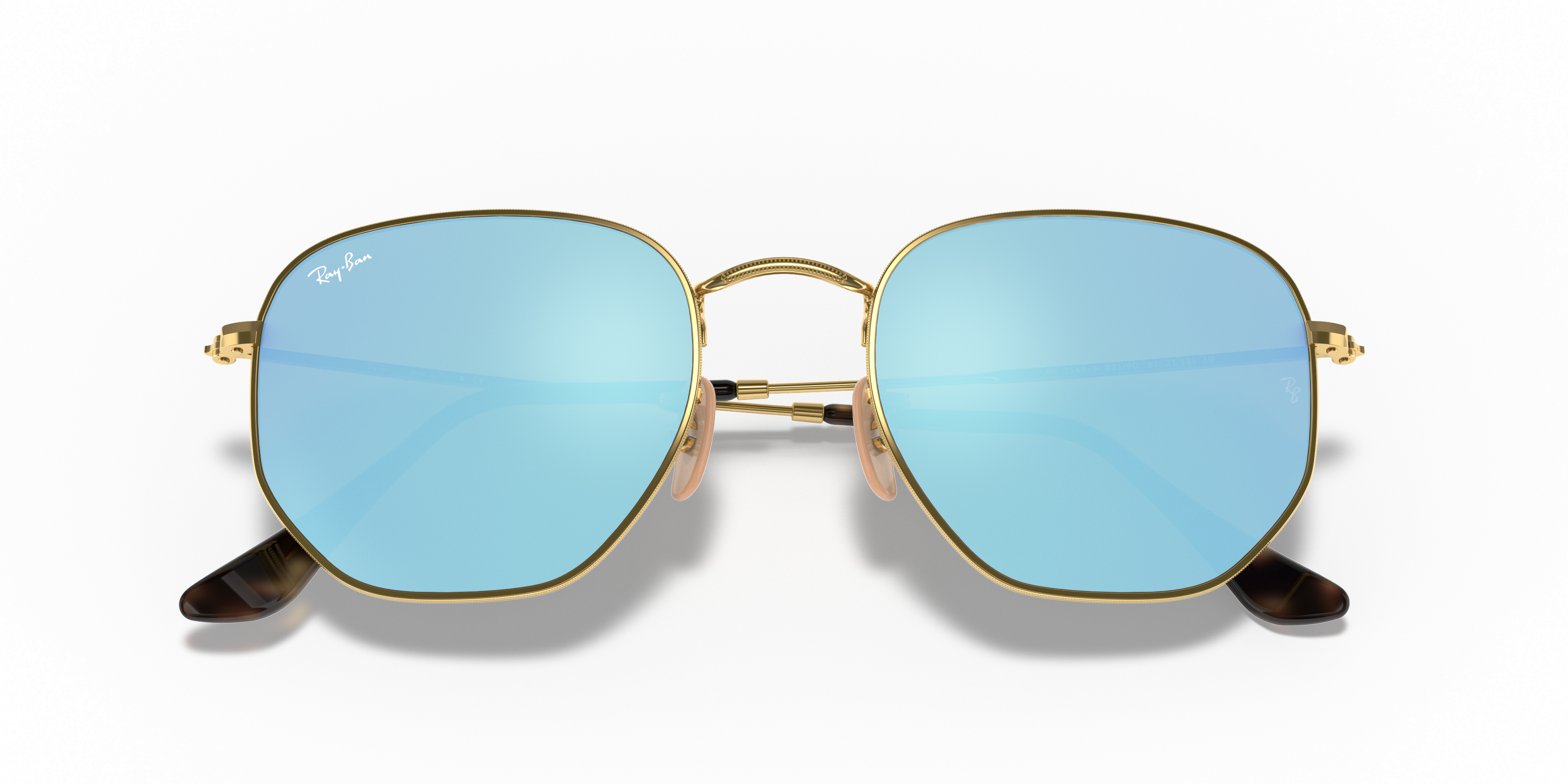 Hexagonal Flat Lenses Sunglasses in Gold and Light Blue | Ray-Ban®