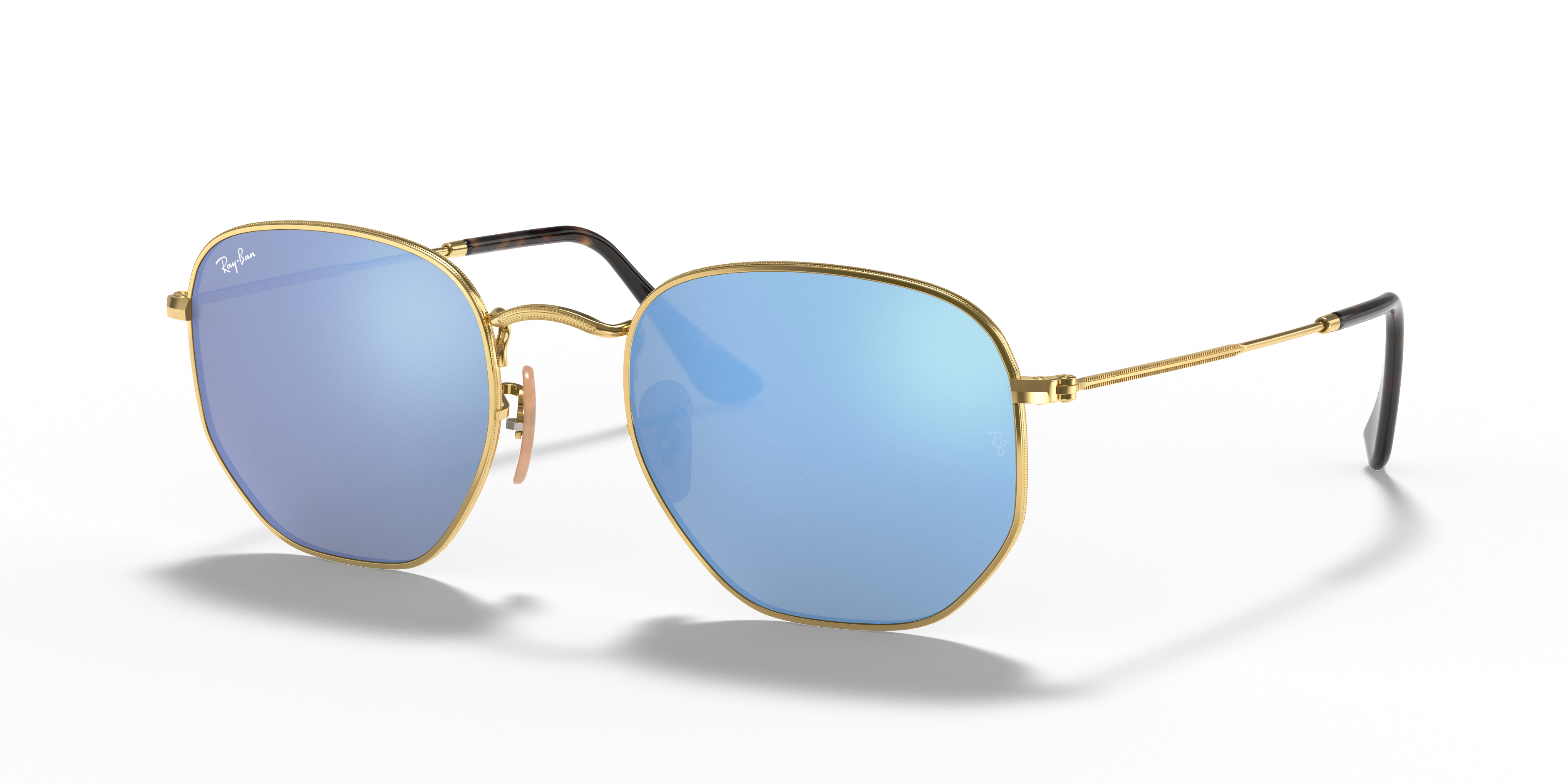 ray ban gold hexagonal sunglasses