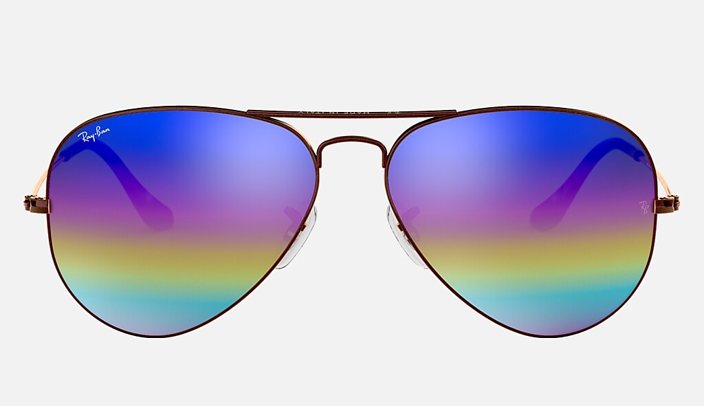 Aviator Mineral Flash Lenses Sunglasses in Bronze-Copper and Blue Rainbow |  Ray-Ban®
