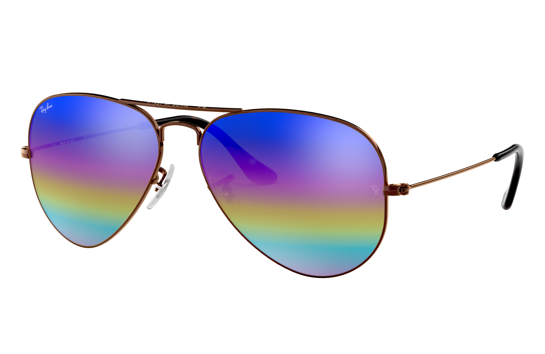Cater conservatief deze Aviator Mineral Flash Lenses Sunglasses in Bronze-Copper and Blue Rainbow |  Ray-Ban®