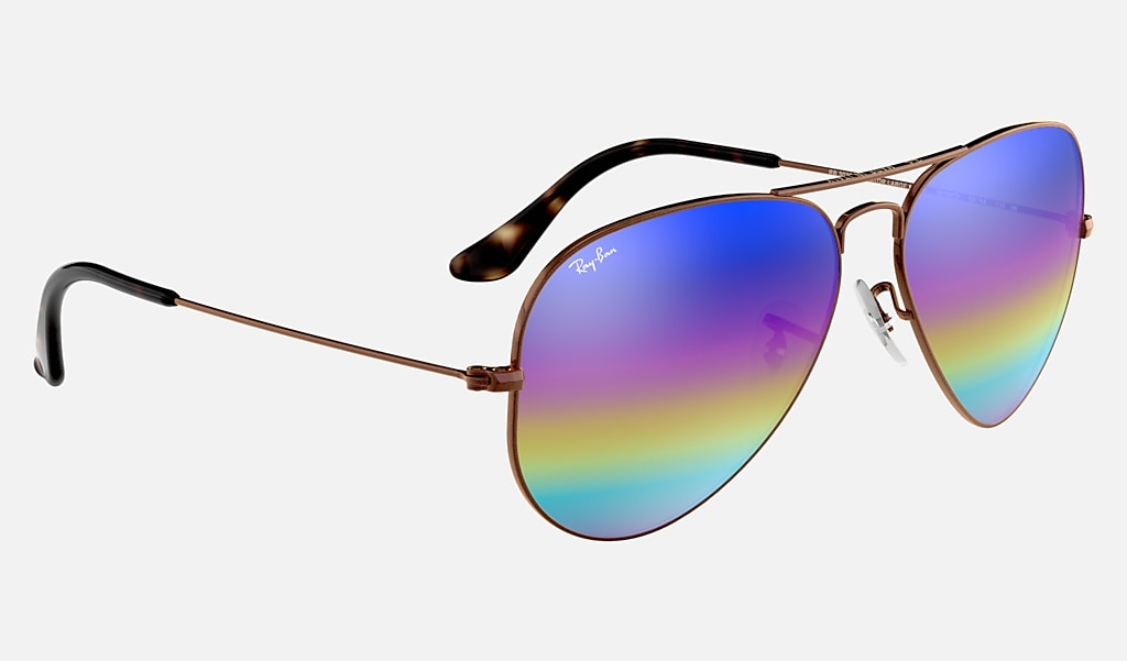 Aviator Mineral Flash Lenses Sunglasses in Bronze-Cobre and Azul Arco-íris  | Ray-Ban®