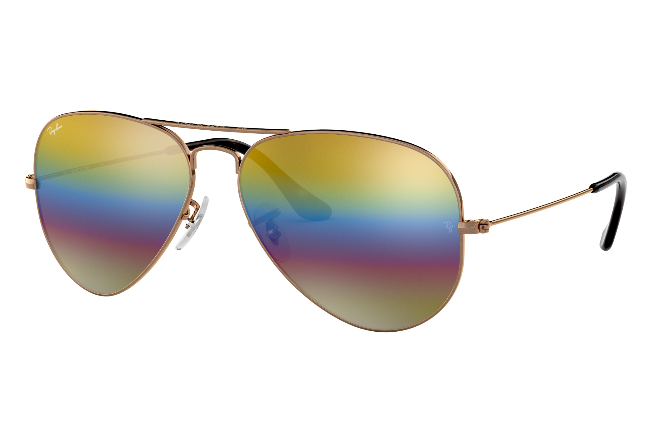 vaak De schuld geven Prediken Aviator Mineral Flash Lenses Sunglasses in Bronze and Gold Rainbow | Ray-Ban ®