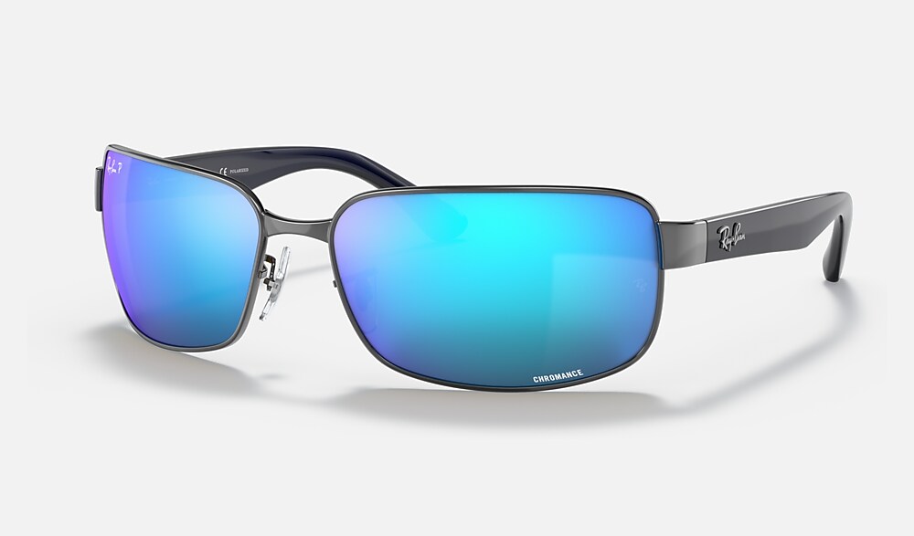 RB3566CH CHROMANCE Sunglasses in Gunmetal and Blue - RB3566CH