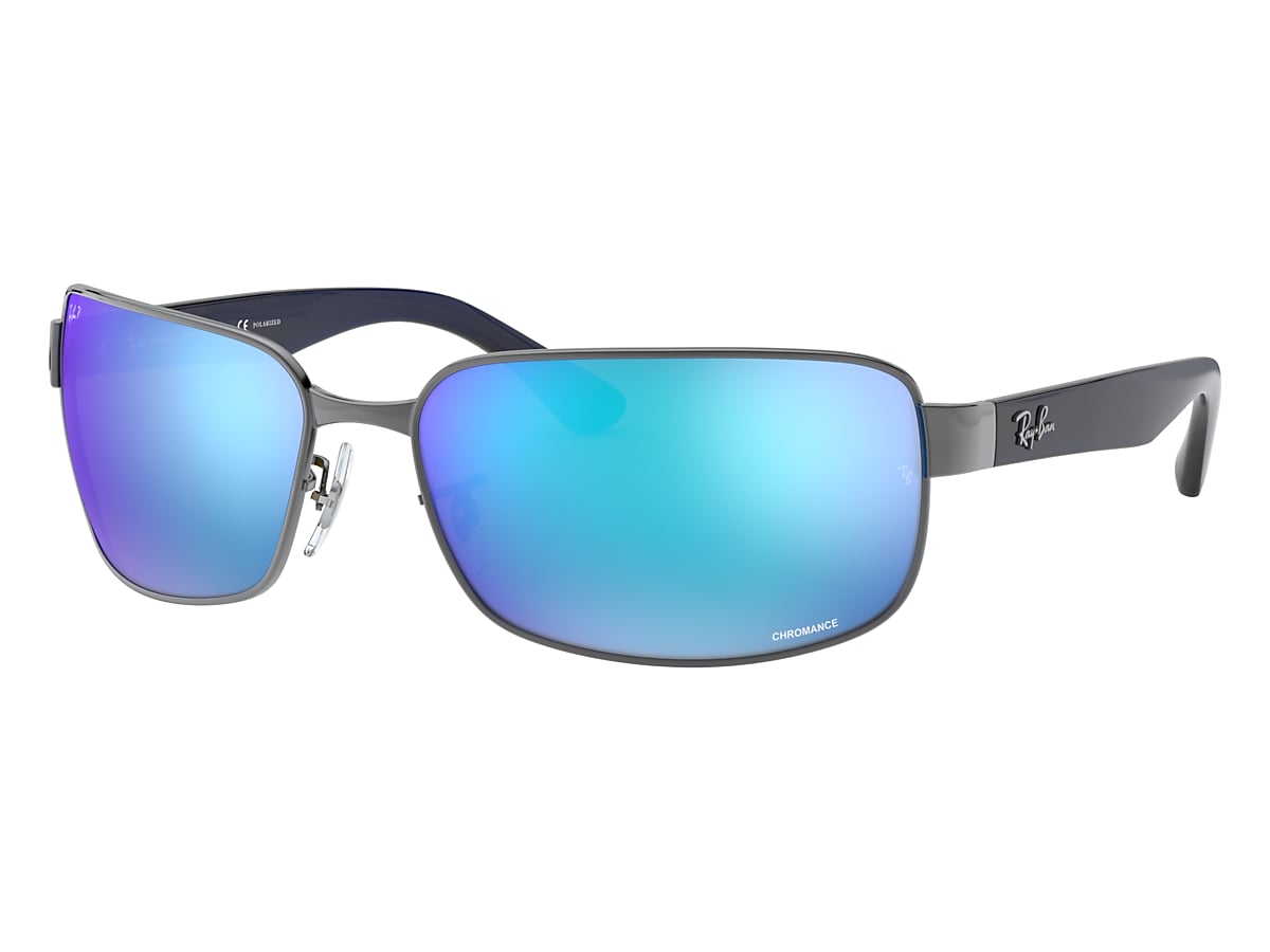 RB3566CH CHROMANCE Sunglasses in Gunmetal and Blue