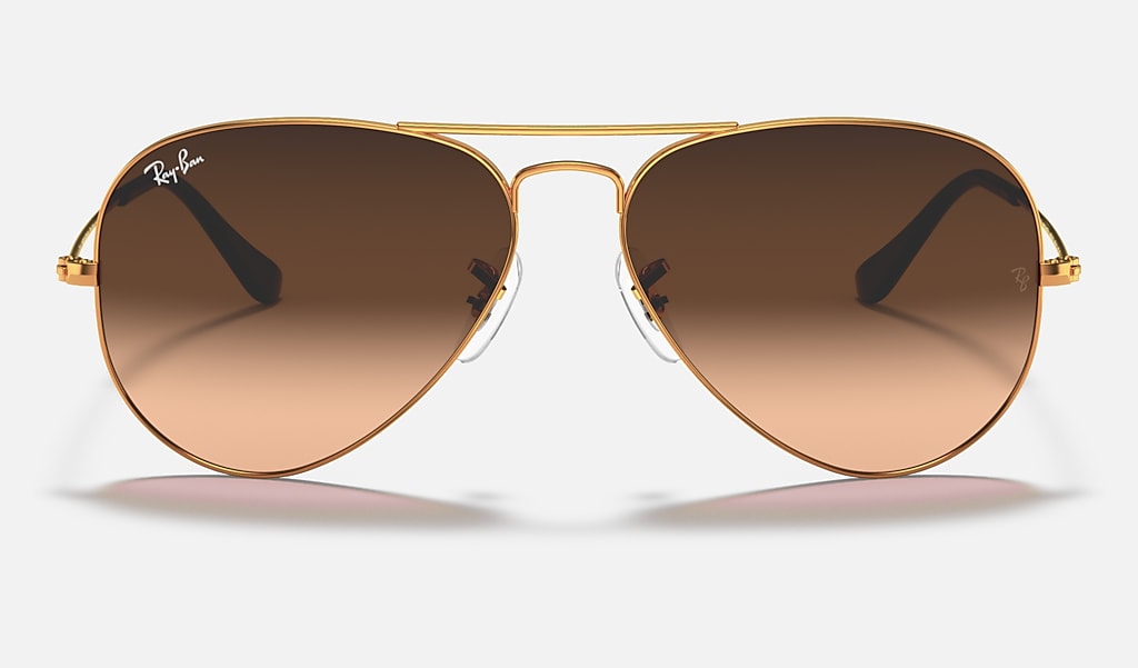 Aviator Gradient Sunglasses in Light Brown and Pink/Brown | Ray-Ban®